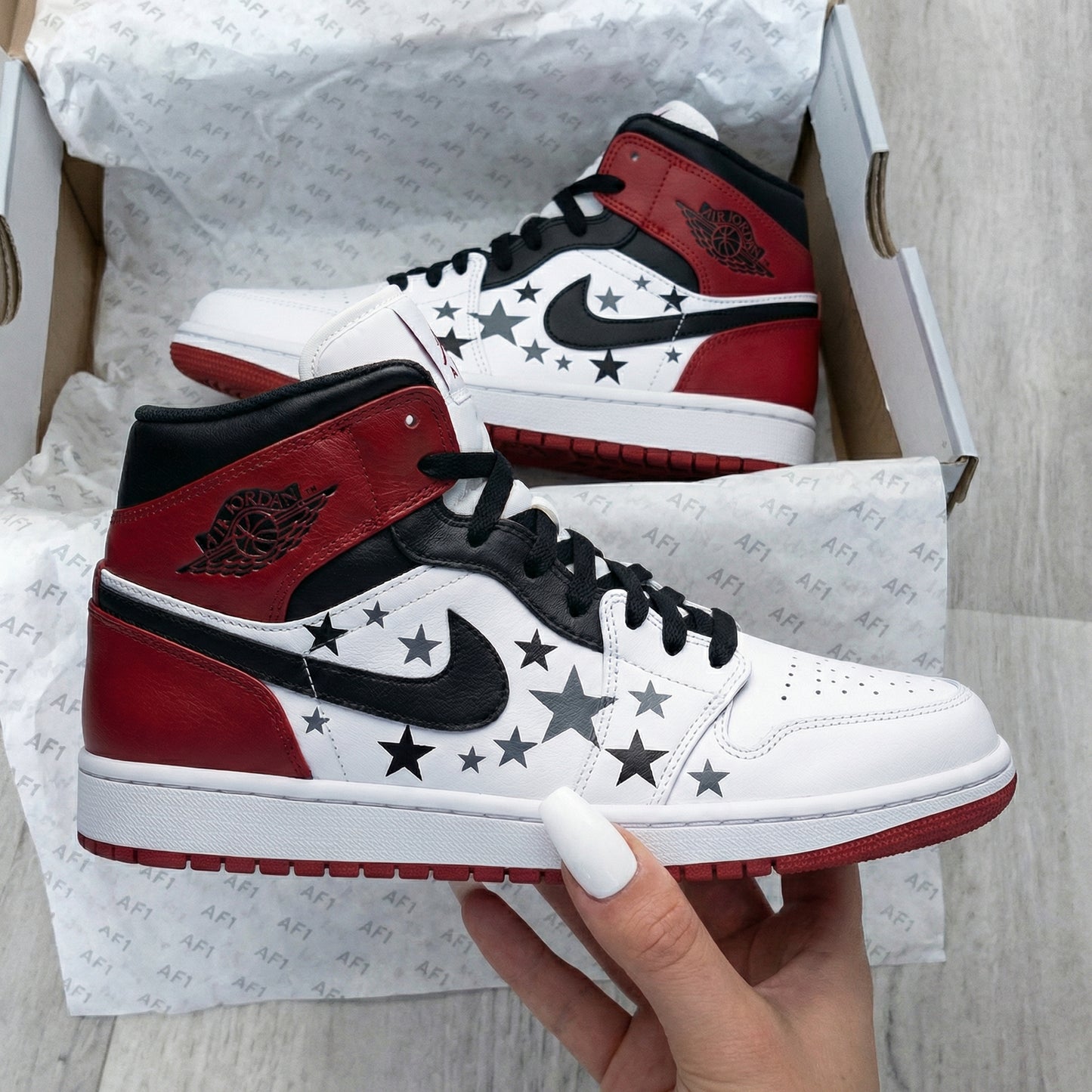 Red Black Stars Custom AJ 1s Shoes