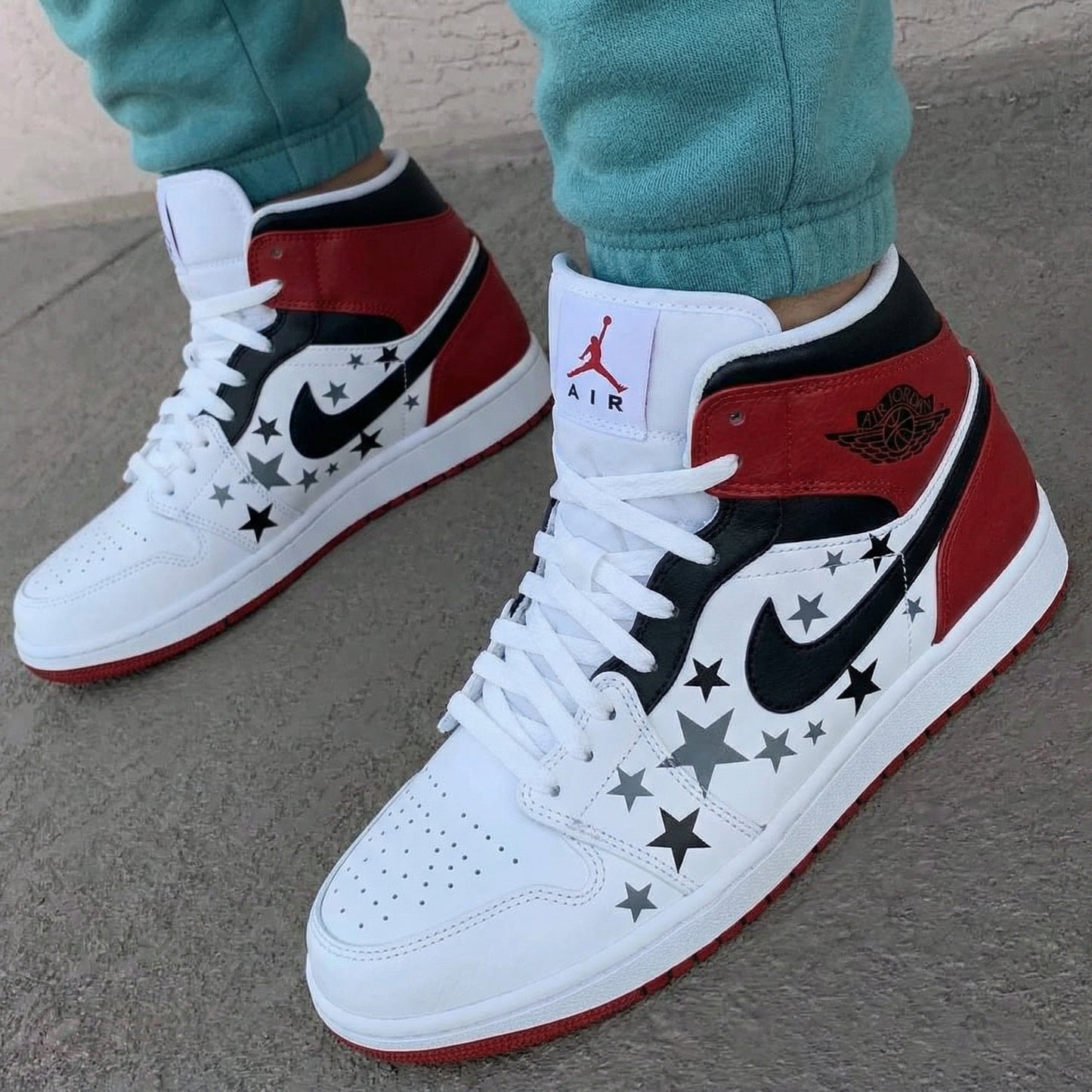 Red Black Stars Custom AJ 1s Shoes