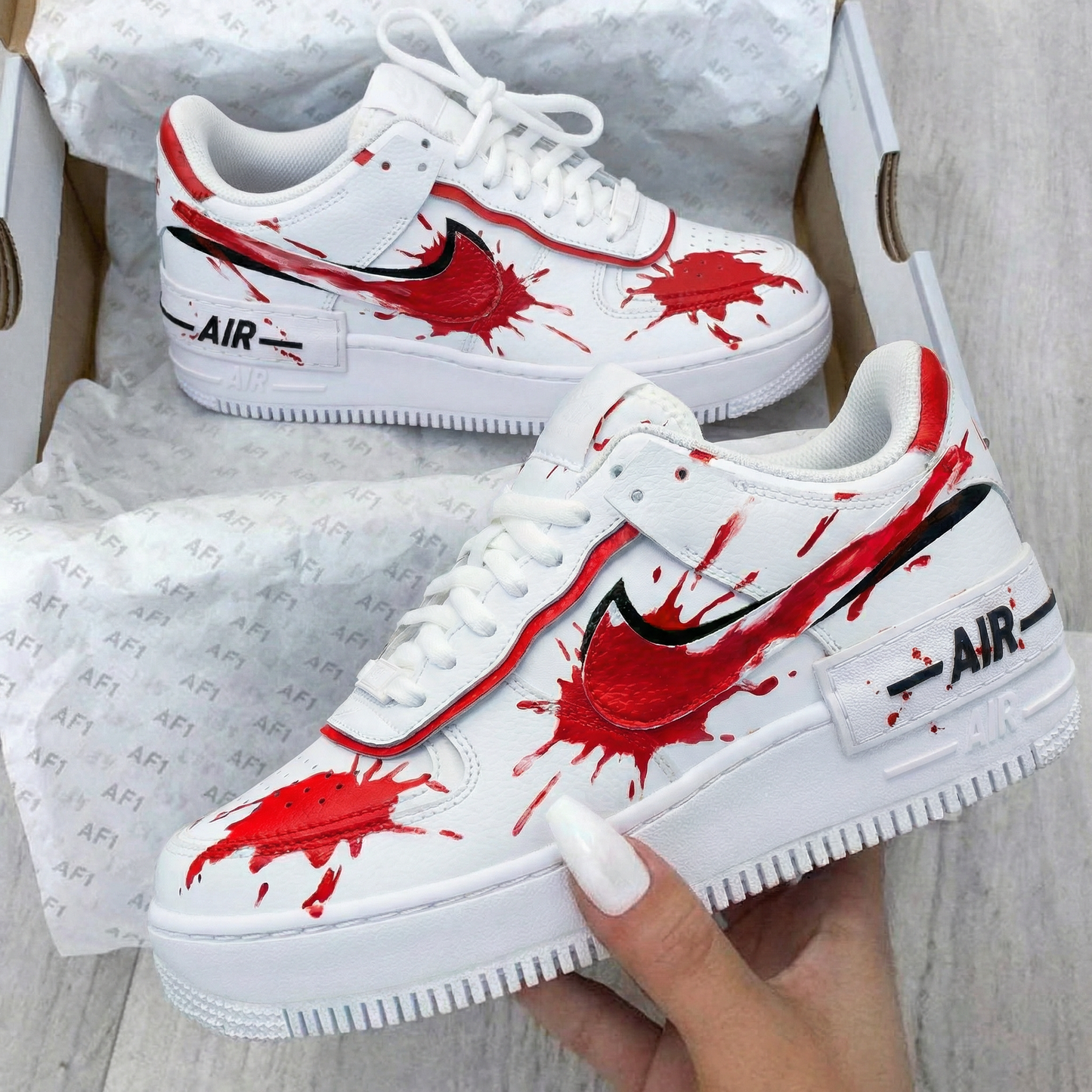 Red Blood - Splatter Custom AF 1s Shoes