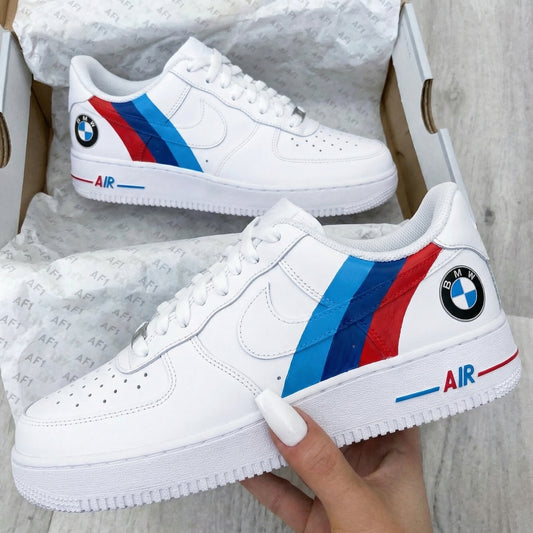 Red Blue BMW Logo Custom AF 1s Shoes