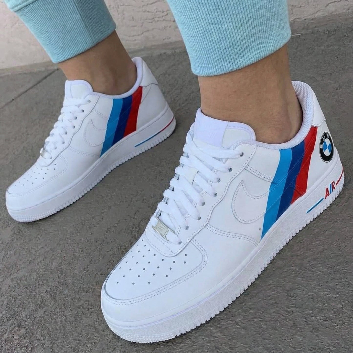 Red Blue BMW Logo Custom AF 1s Shoes
