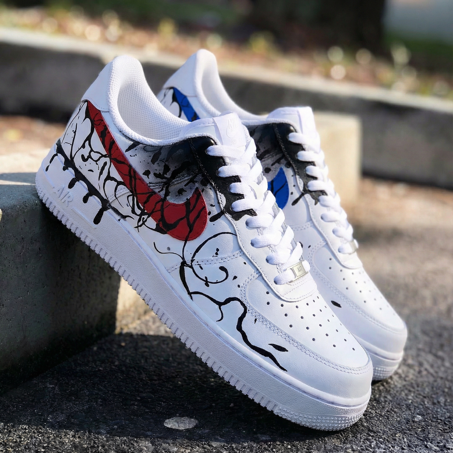 Red Blue Graffiti Custom AF 1s Shoes