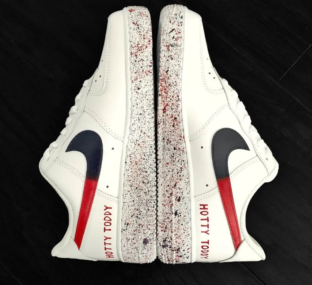 Red Blue Graphic Custom AF 1s Shoes