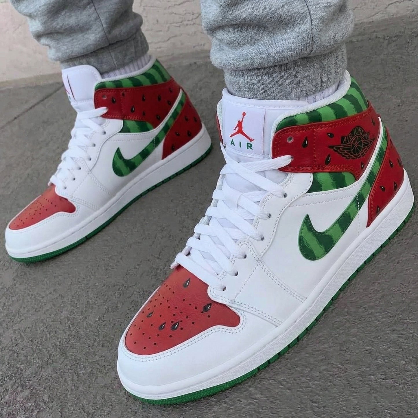 Red Green Watermelon Custom AJ 1s Shoes