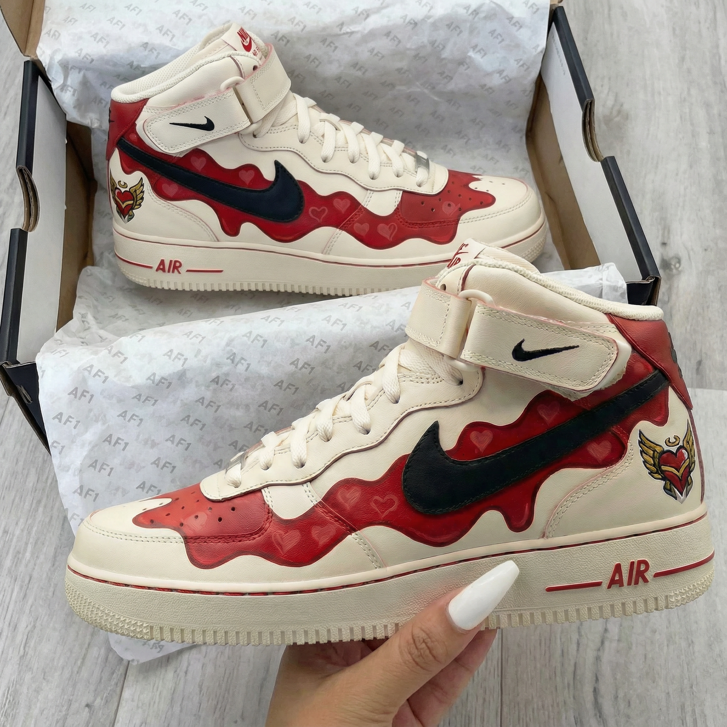 Red Heart  Pattern Custom AF 1s Shoes