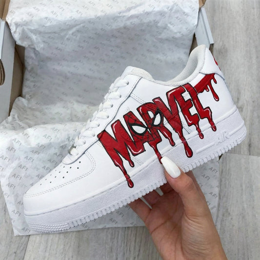Red Marvel Spider - Man Drip Custom AF 1s Shoes