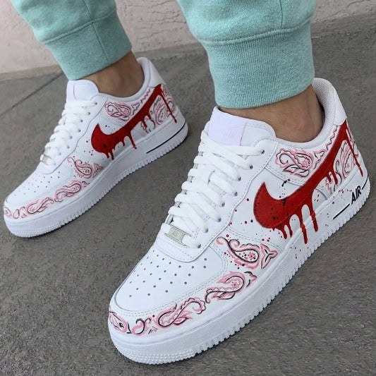 Red Pink Paisley Custom AF 1s Shoes