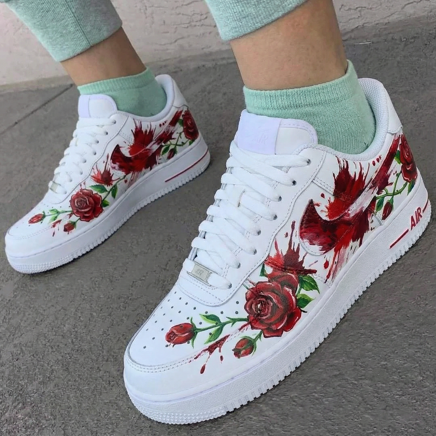 Red Rose Custom AF 1s Shoes