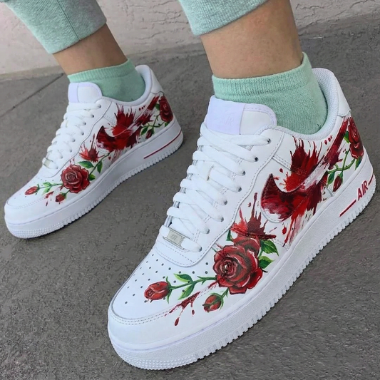 Red Rose Custom AF 1s Shoes