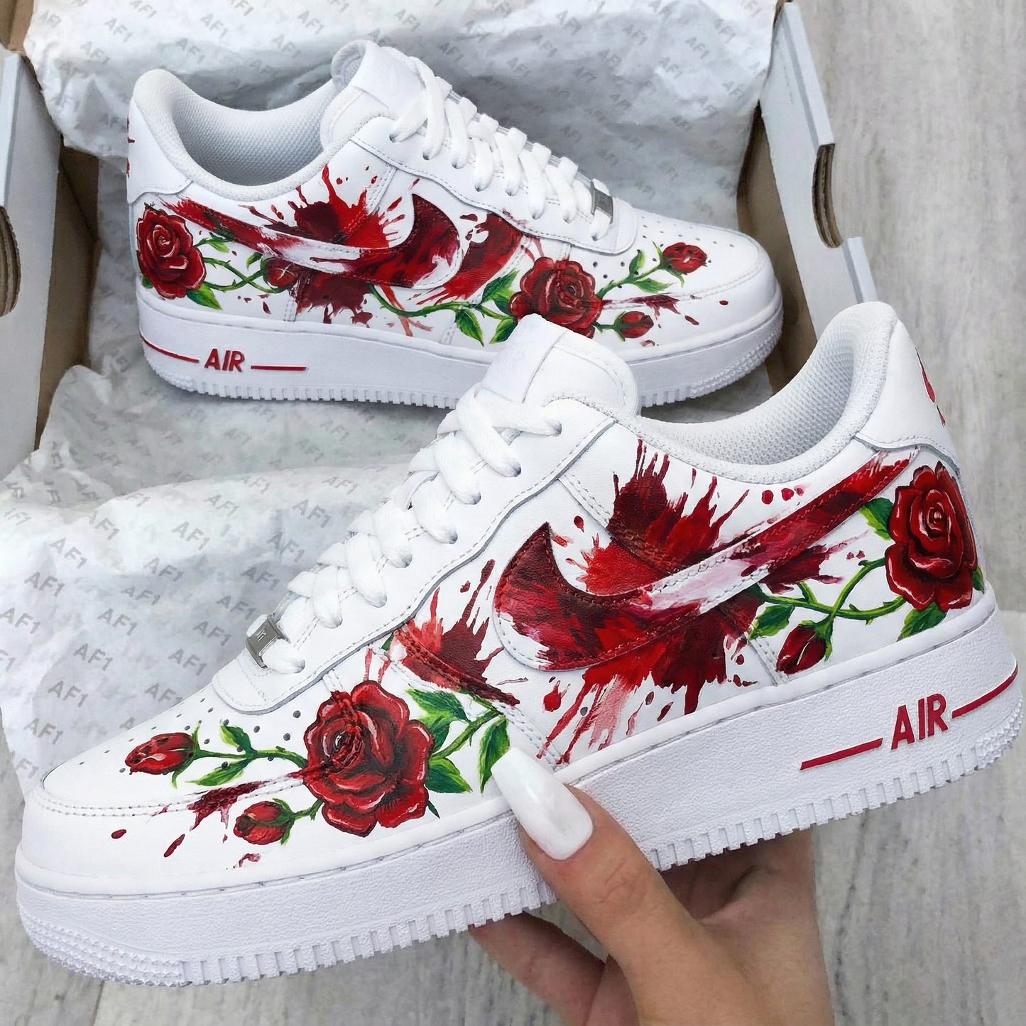 Red Rose Custom AF 1s Shoes