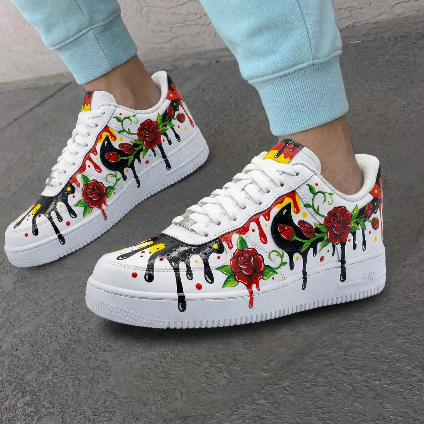 Red Rose Paint - Drip Custom AF 1s Shoes