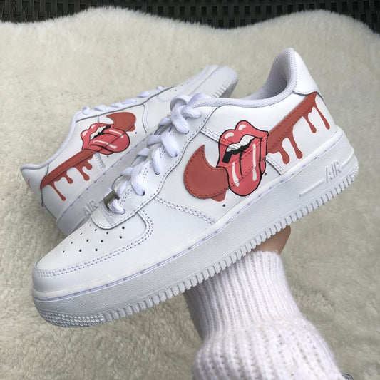 Red Tongue Custom AF 1s Shoes