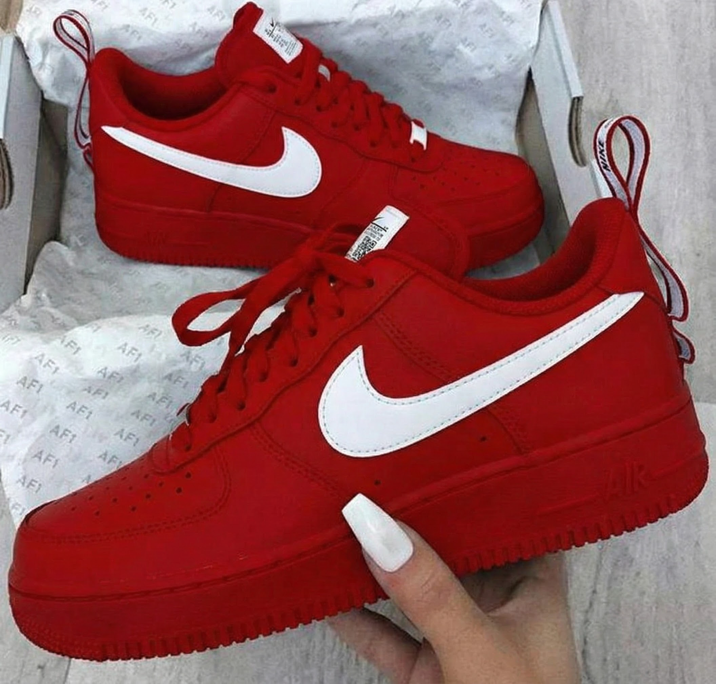 Red White Custom AF 1s Shoes