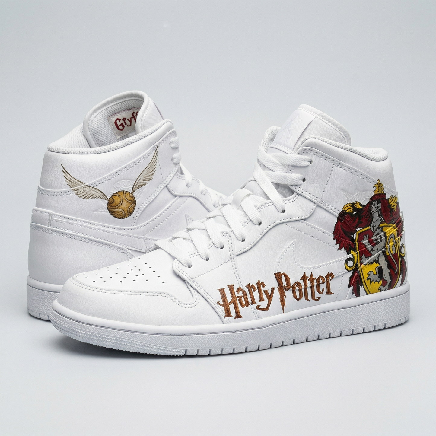 Red Yellow Gold Harry Potter Themed Golden Snitch Custom AJ 1s Shoes
