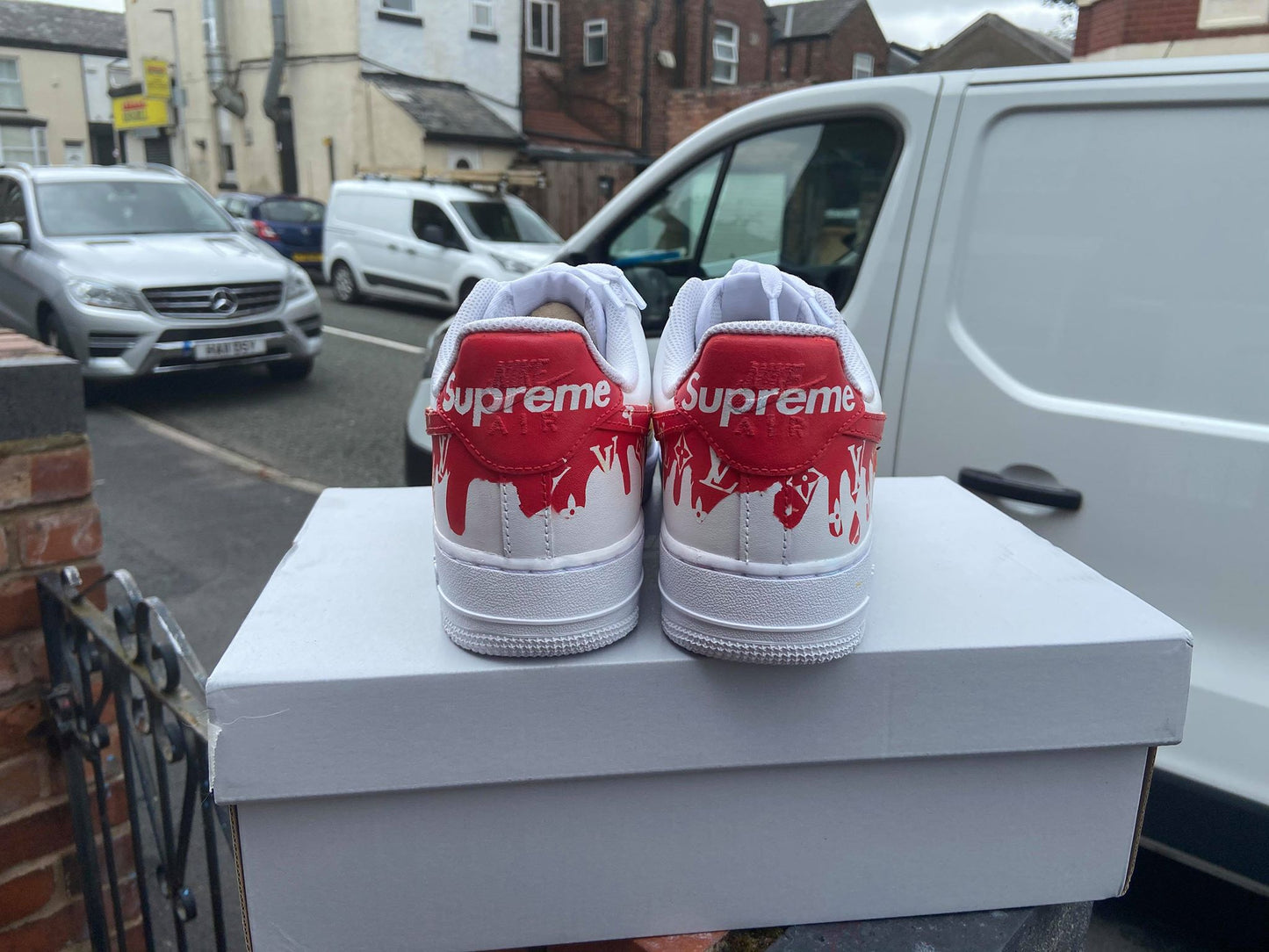 Red Yellow LV Drip Custom AF 1s Shoes