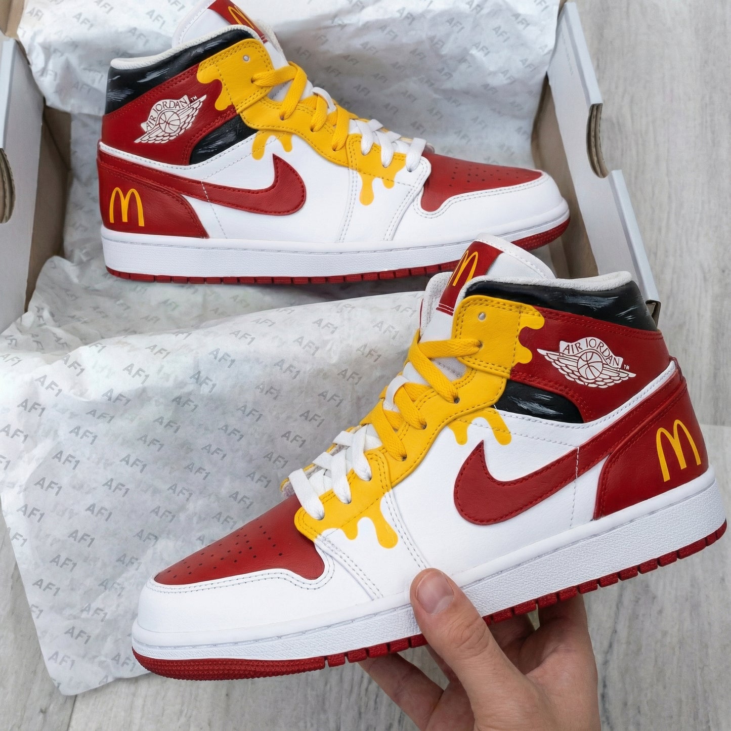 Red Yellow McDonald's Custom AJ 1s Shoes
