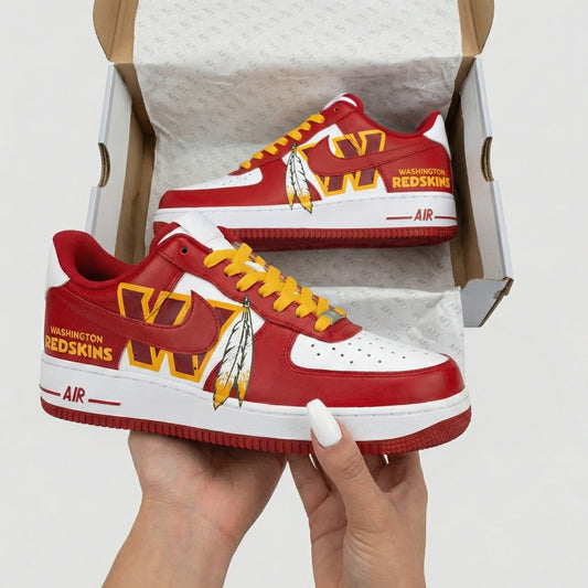 Red Yellow Washington Redskins Feathers Custom AF 1s Shoes