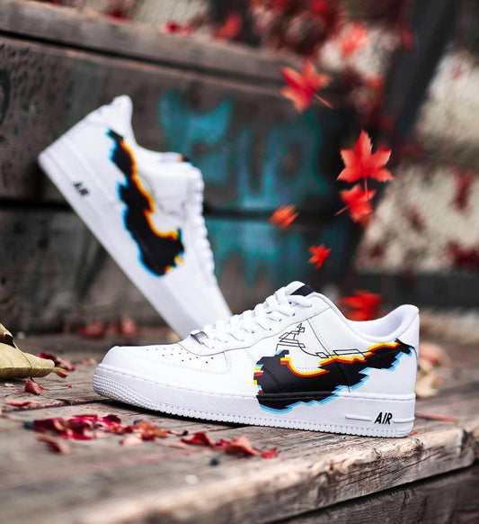 Retro Black Pixel Grid Aesthetic Style Custom AF 1s Shoes