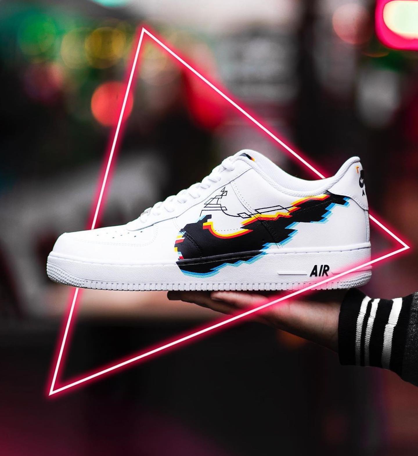 Retro Black Pixel Grid Aesthetic Style Custom AF 1s Shoes