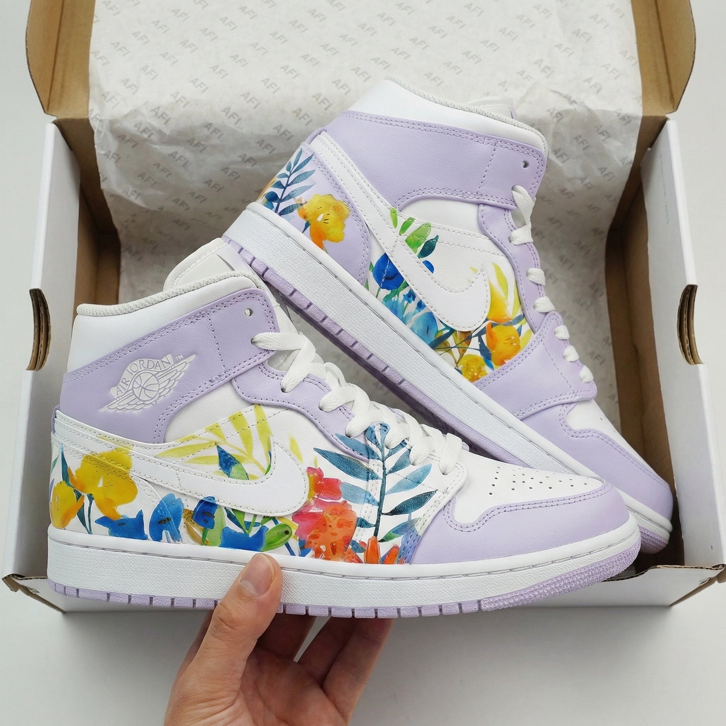 Romantic Baby Purple Floral Custom AJ 1s Shoes