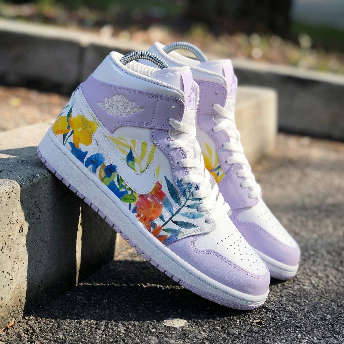Romantic Baby Purple Floral Custom AJ 1s Shoes