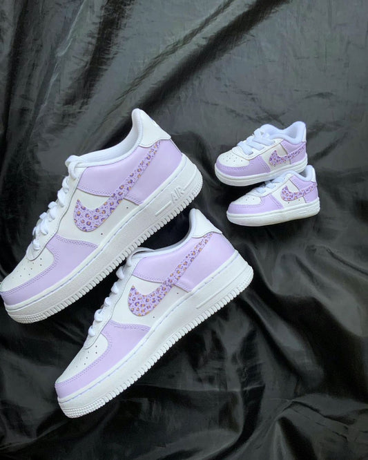 Soft Baby Pink Leopard Design Custom AF 1s Shoes