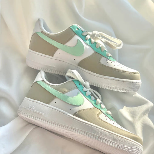 Soft Mint Beige Custom AF 1s Shoes