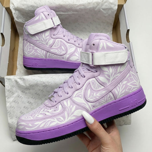 Spring Fresh Light Purple Floral Custom AF 1s Shoes