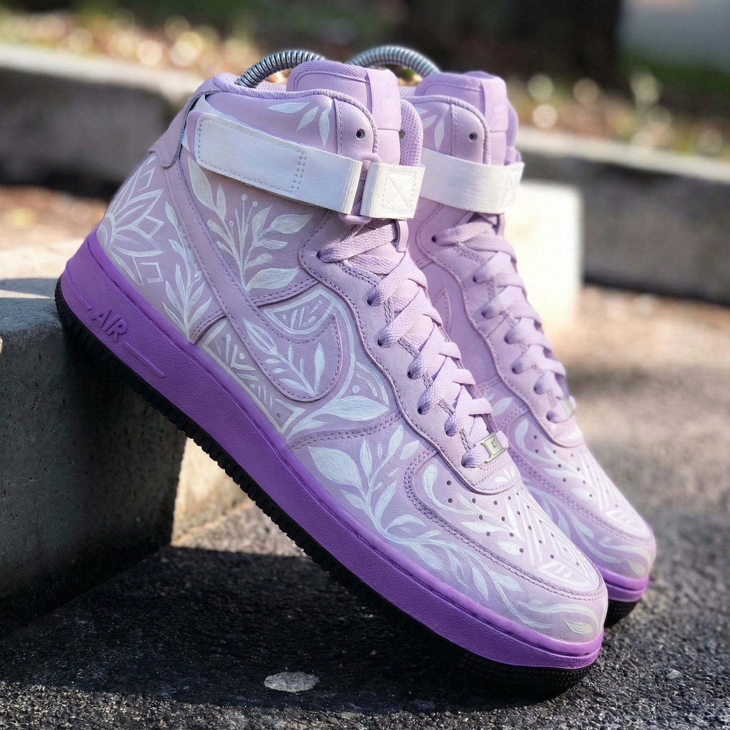 Spring Fresh Light Purple Floral Custom AF 1s Shoes