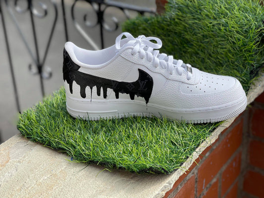 Streetwear Black LV Drip Custom AF 1s Shoes