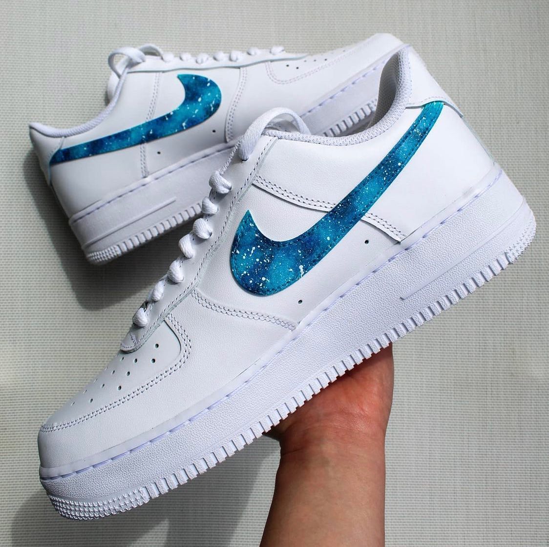 Stunning Blue Galaxy Custom AF 1s Shoes