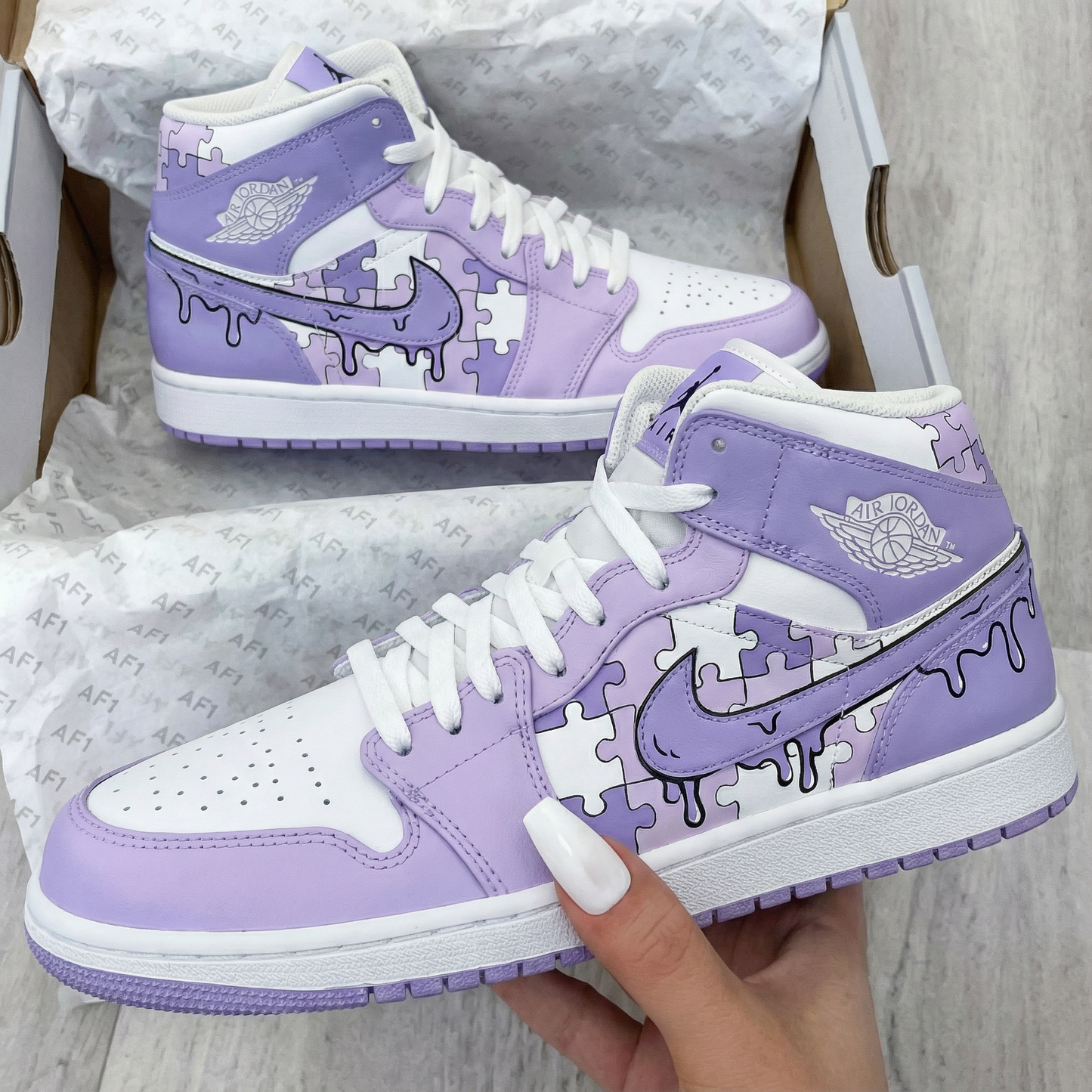 Sweet Lilac White Custom AJ 1s Shoes