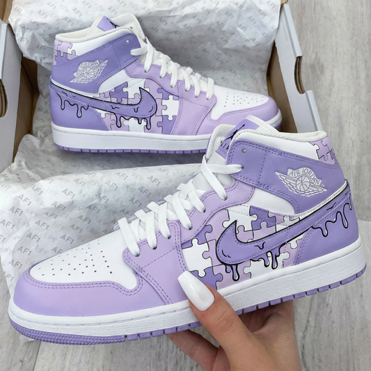Sweet Lilac White Custom AJ 1s Shoes