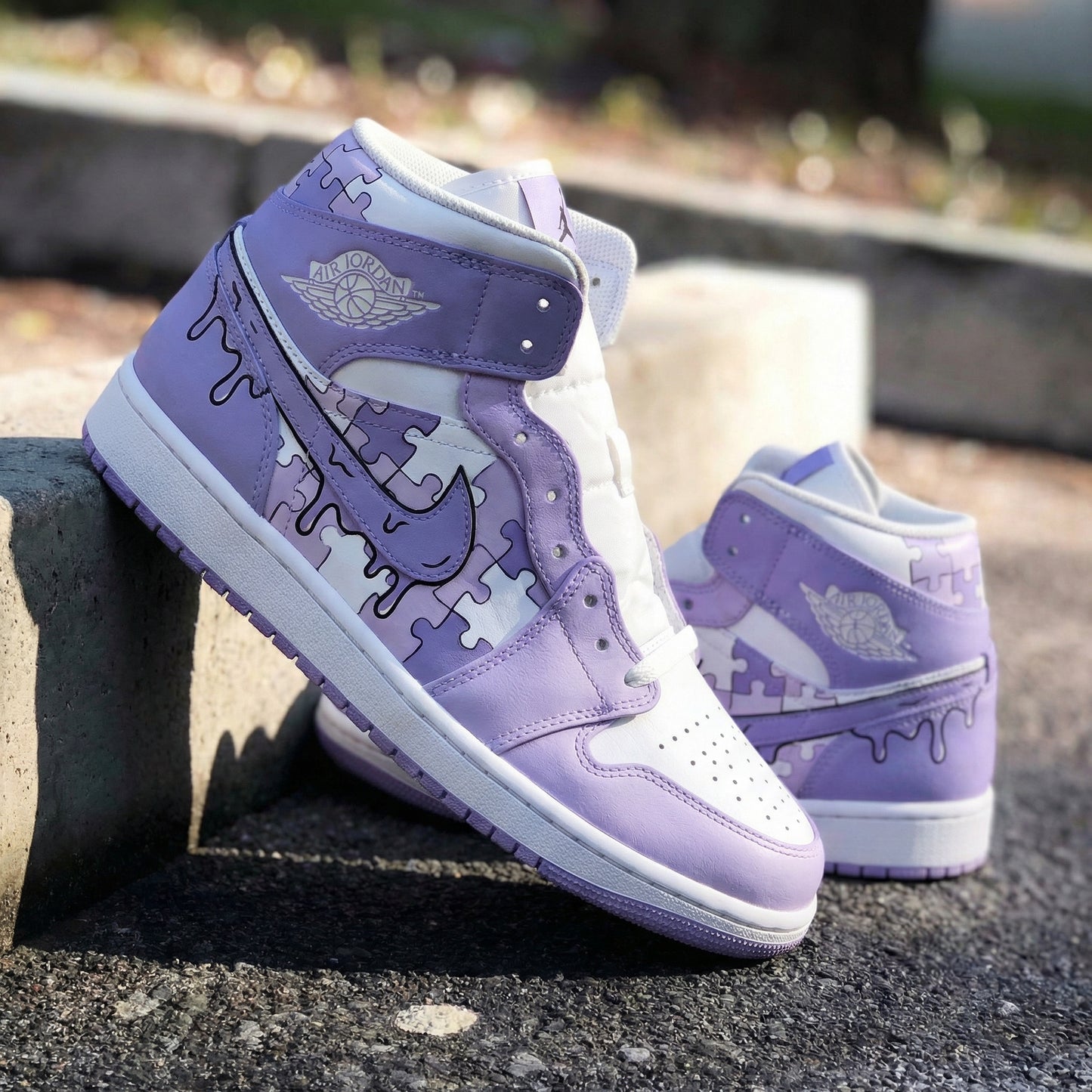 Sweet Lilac White Custom AJ 1s Shoes