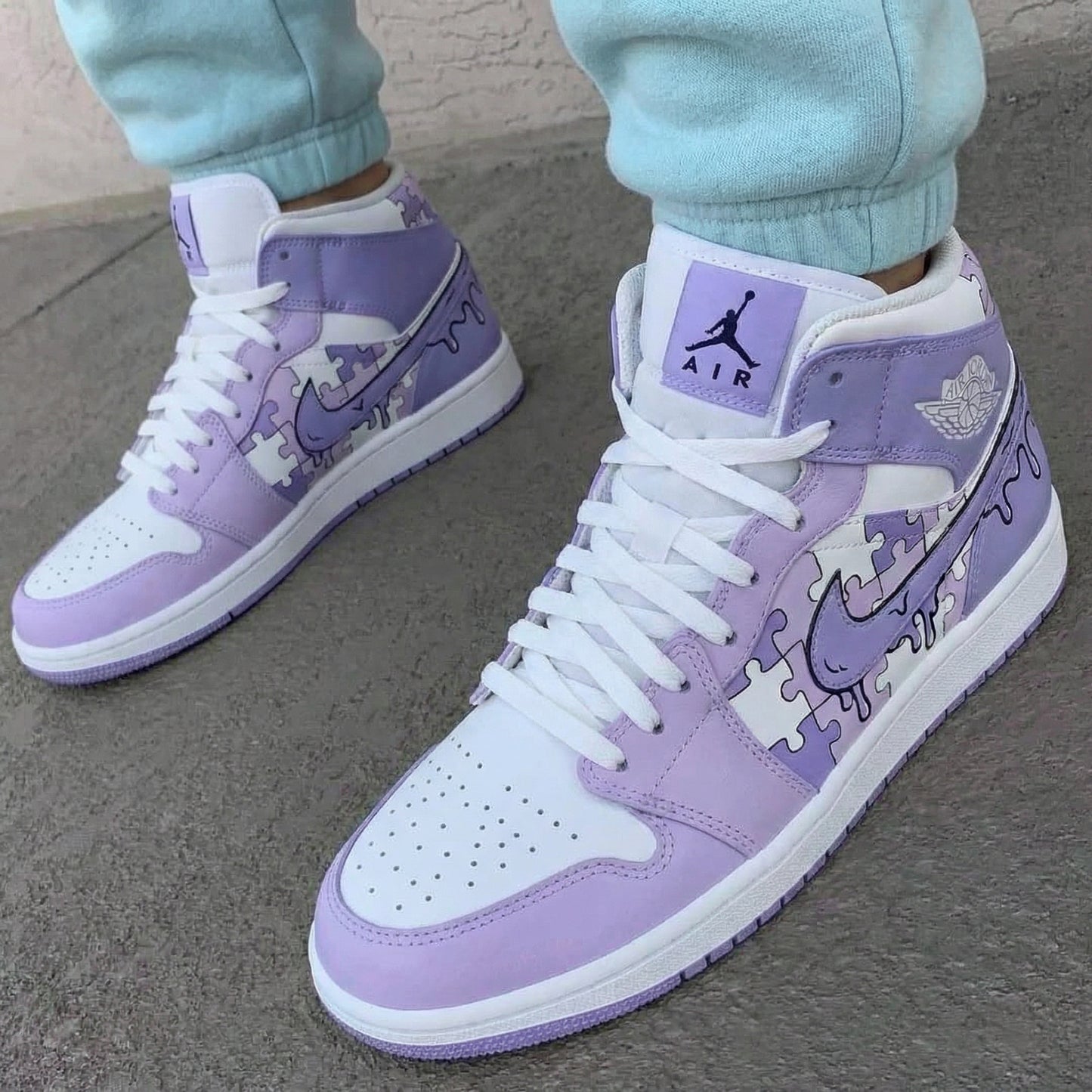 Sweet Lilac White Custom AJ 1s Shoes