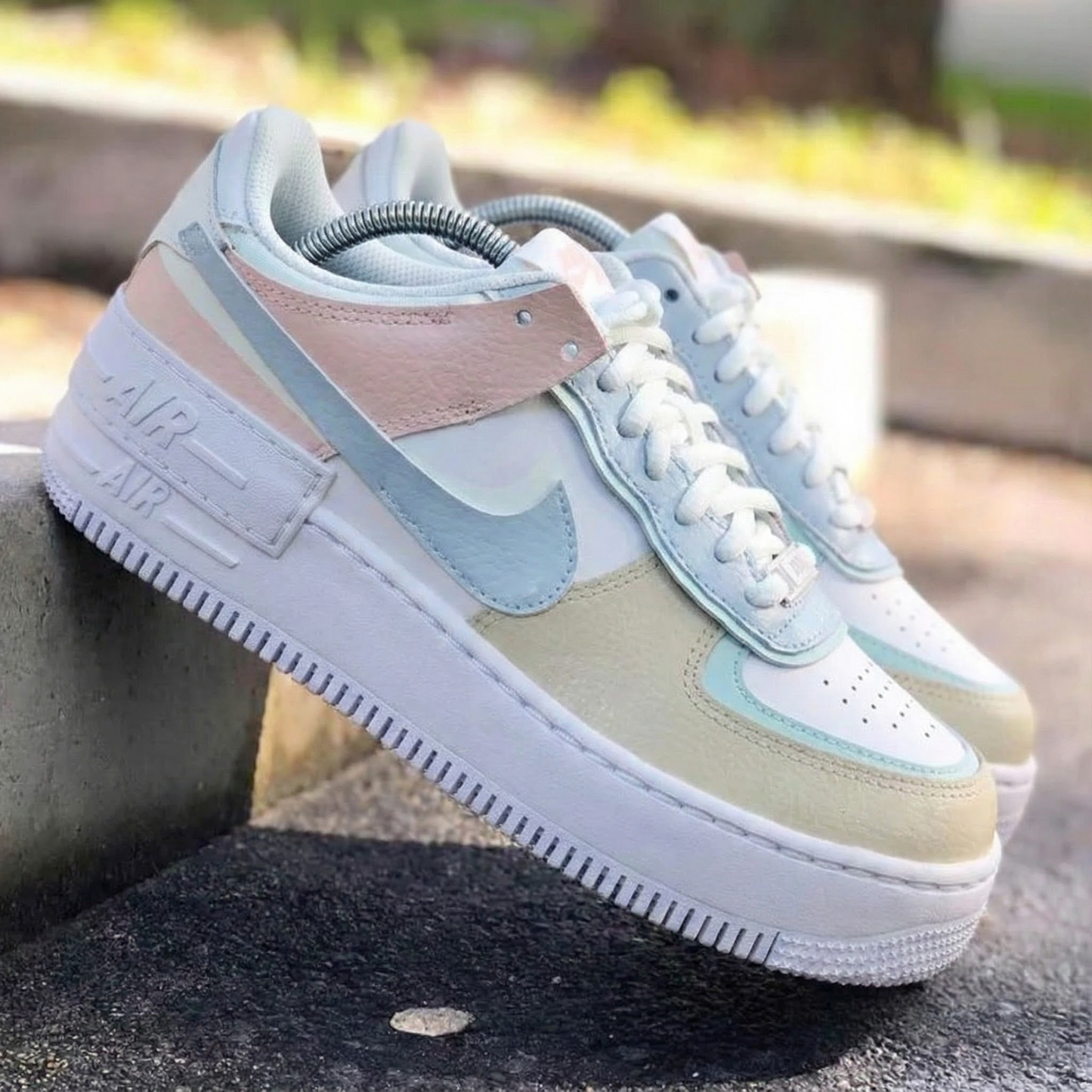 Sweet Pastel Baby Blue Pink Beige Custom AF 1s Shoes