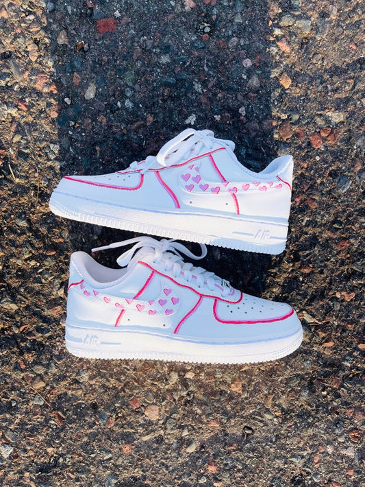 Sweet Pink Heart Custom AF 1s Shoes