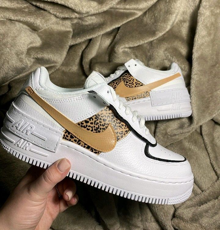 Tan Leopard Custom AF 1s Shoes