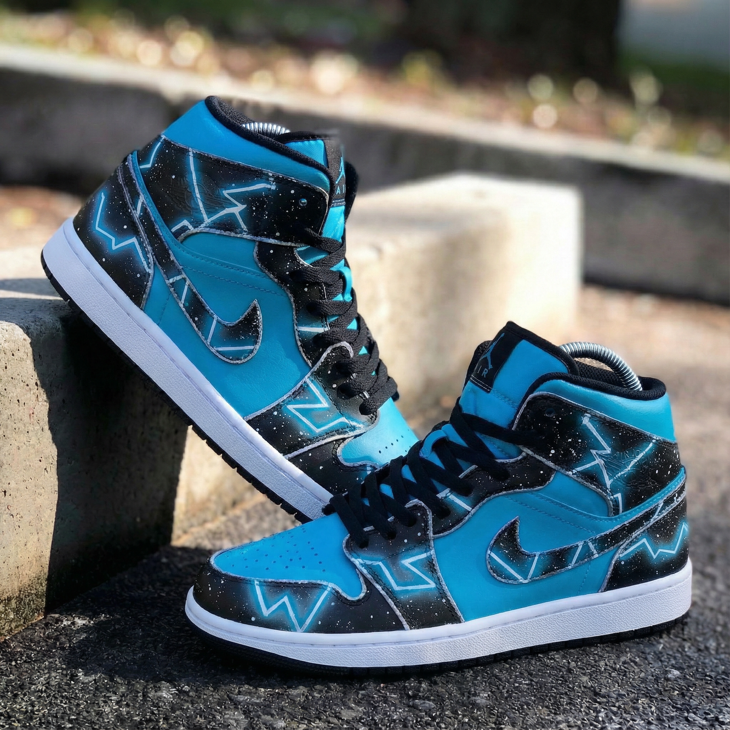 Teal Black Star - Pattern Custom AJ 1s Shoes