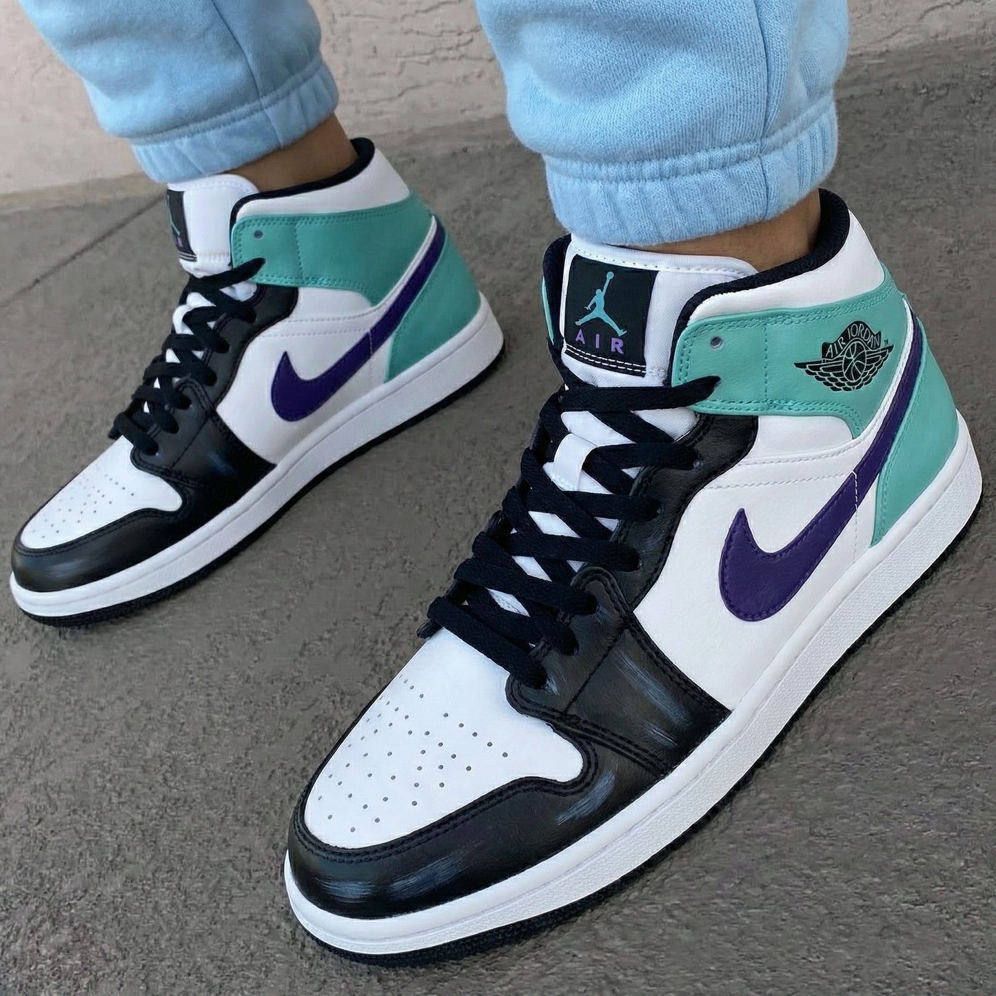 Teal Purple Custom AJ 1s Shoes