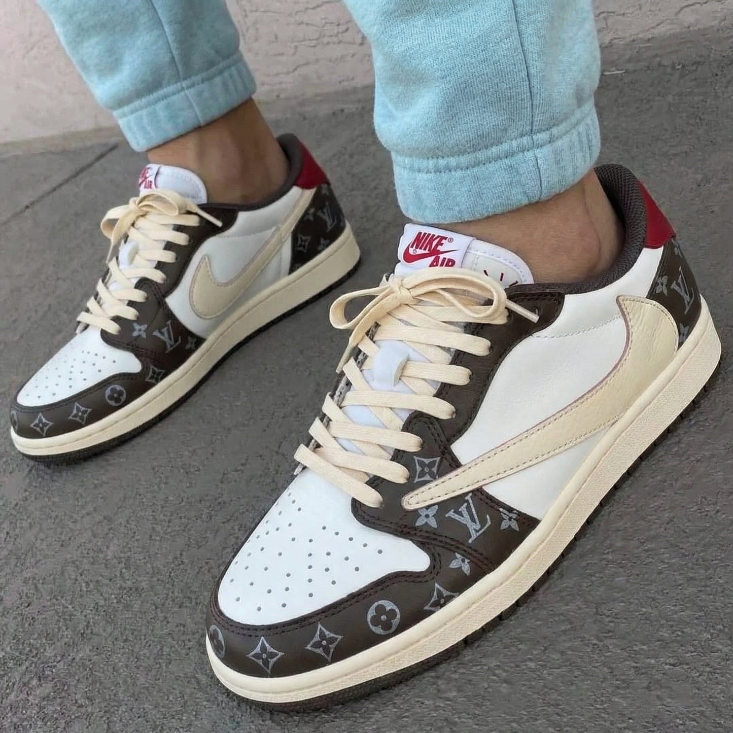 Travis Scott Red Brown LV Custom AJ 1s Shoes