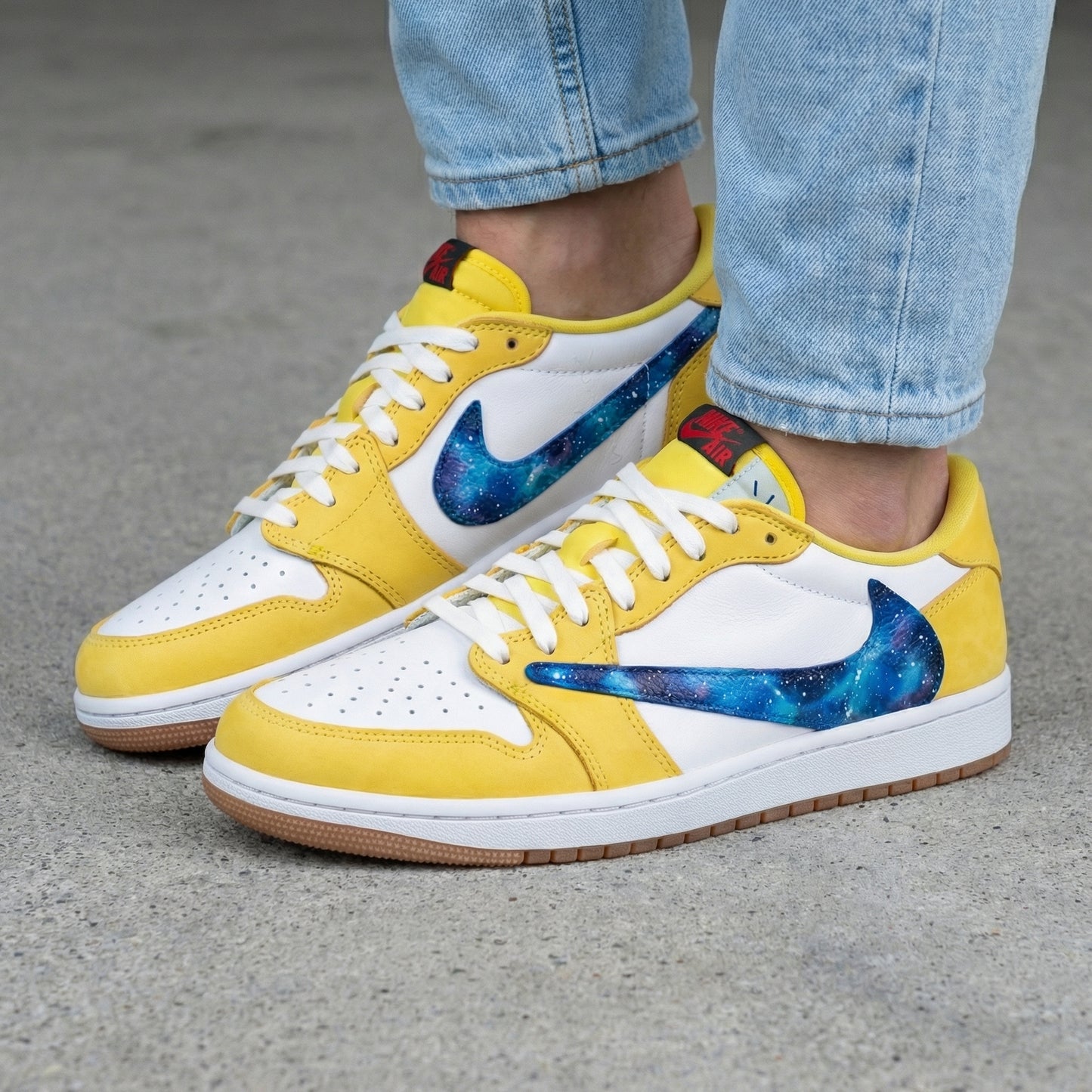 Travis Scott Yellow White Galaxy Custom AJ 1s Shoes