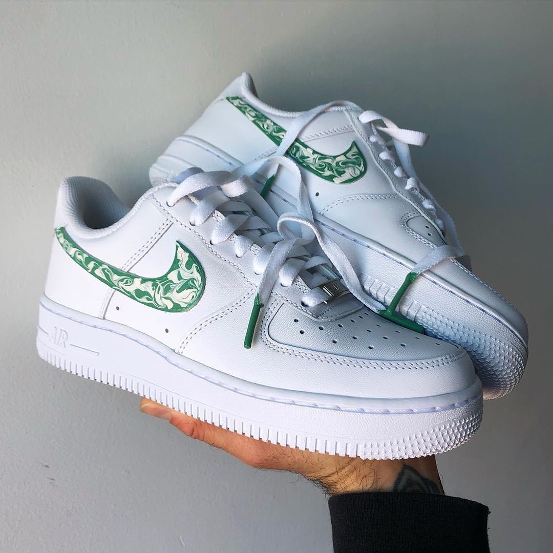 Trendy Green Marble Custom AF 1s Shoes