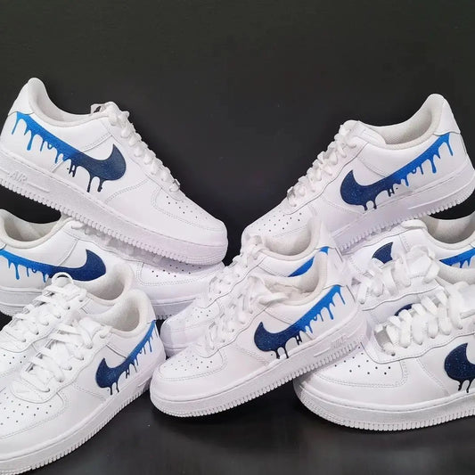 Vibrant Blue Drip Custom AF 1s Shoes