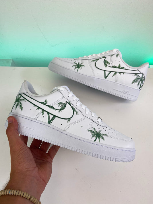 Vibrant Green Palm Tree Custom AF 1s Shoes