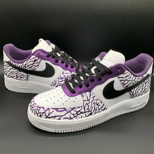 Vibrant Purple Crackle Custom AF 1s Shoes
