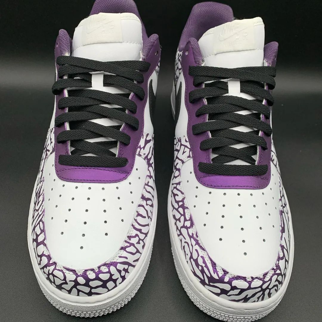 Vibrant Purple Crackle Custom AF 1s Shoes