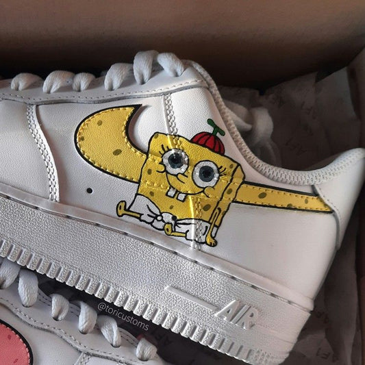 Vibrant Yellow SpongeBob Custom AF 1s Shoes