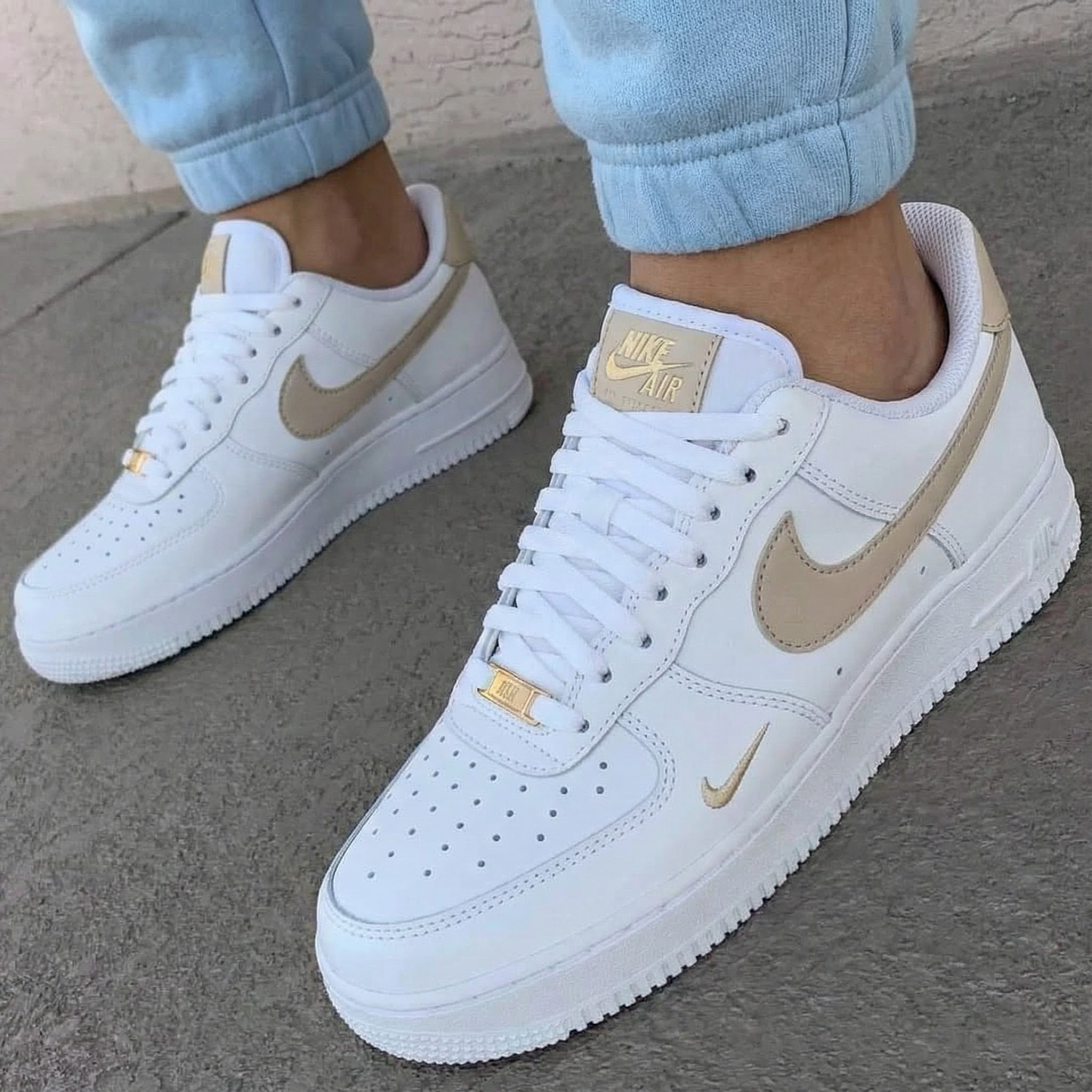 Warm Beige Gold Custom AF 1s Shoes