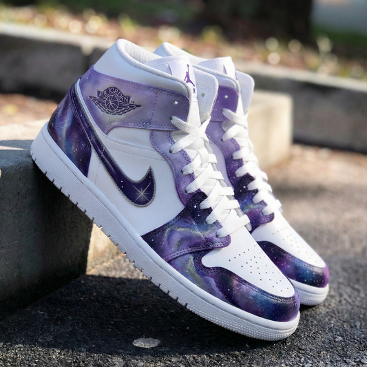 White and Purple Galaxy Custom AJ 1s Shoes
